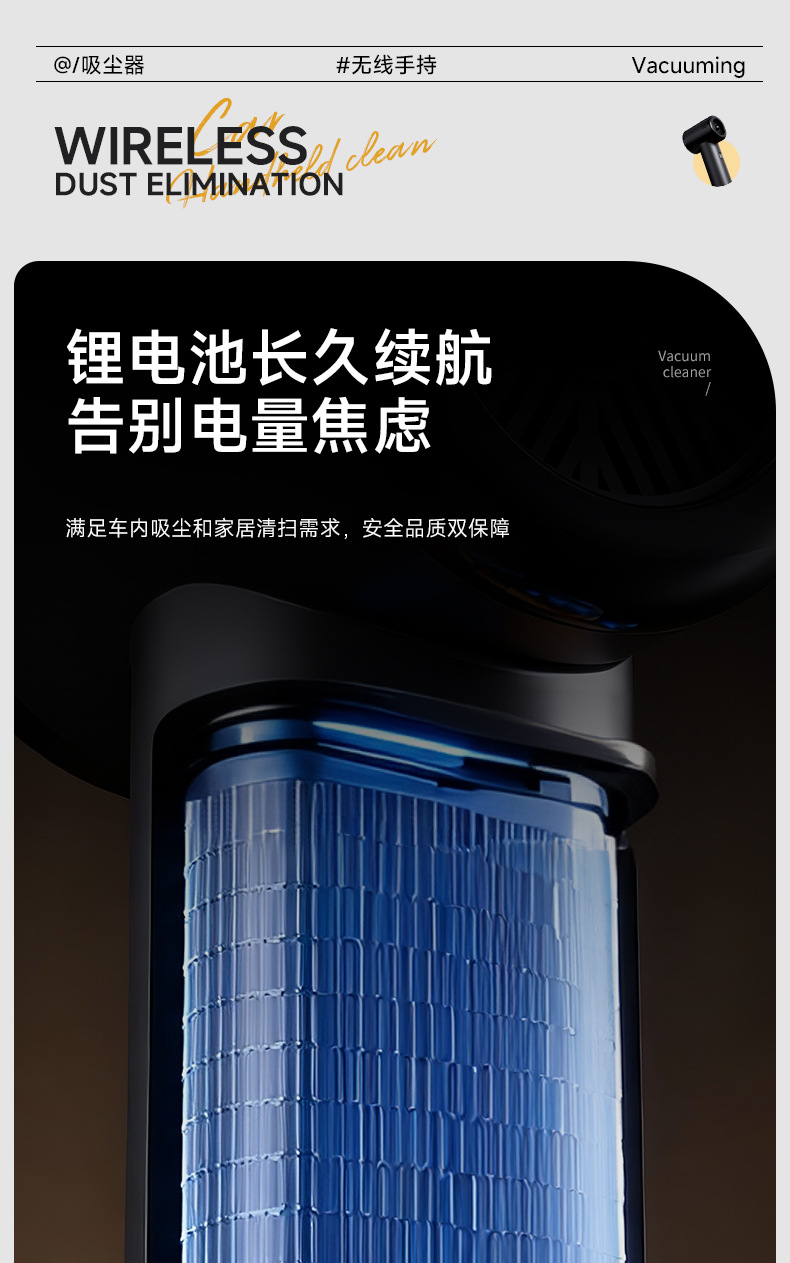 Cross-Border Car-Mounted Wireless Vacuum Cleaner, Portable Small Mini Car Vacuum Cleaner, Super High-Power Car Vacuum Cleaner, Multi-Functional Suction and Blowing Device