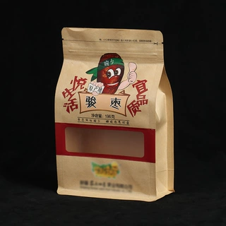 定做八边封开窗自立袋密封包装食品封口袋零食干果牛皮纸袋子定制
