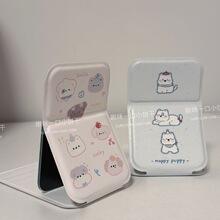 西高地狗镜子化妆镜可折叠便携家用学生宿舍高颜值台式桌面梳妆镜