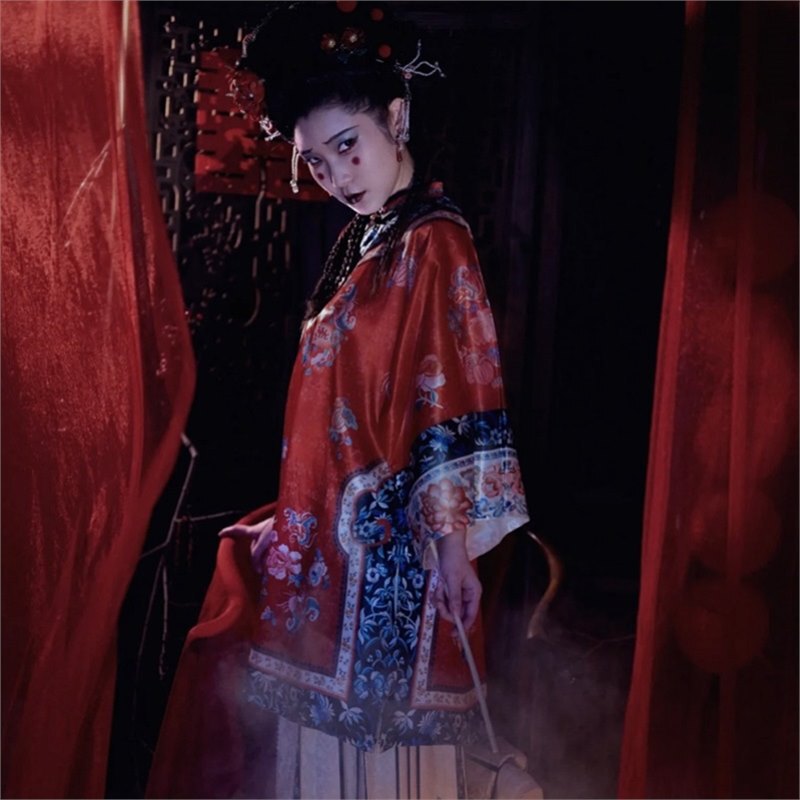 Ghost Bride Female Ghost Cosplay Chinese Horror Qing Dynasty Female Halloween Cross-Dressing Qing Dynasty Ancient Costume Red Wedding Costume