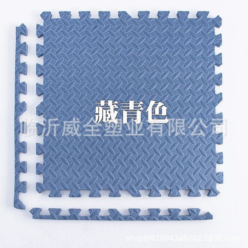 Thickened foam interlocking floor mat for crawling and playtime; soft, non-slip leaf-pattern tiles