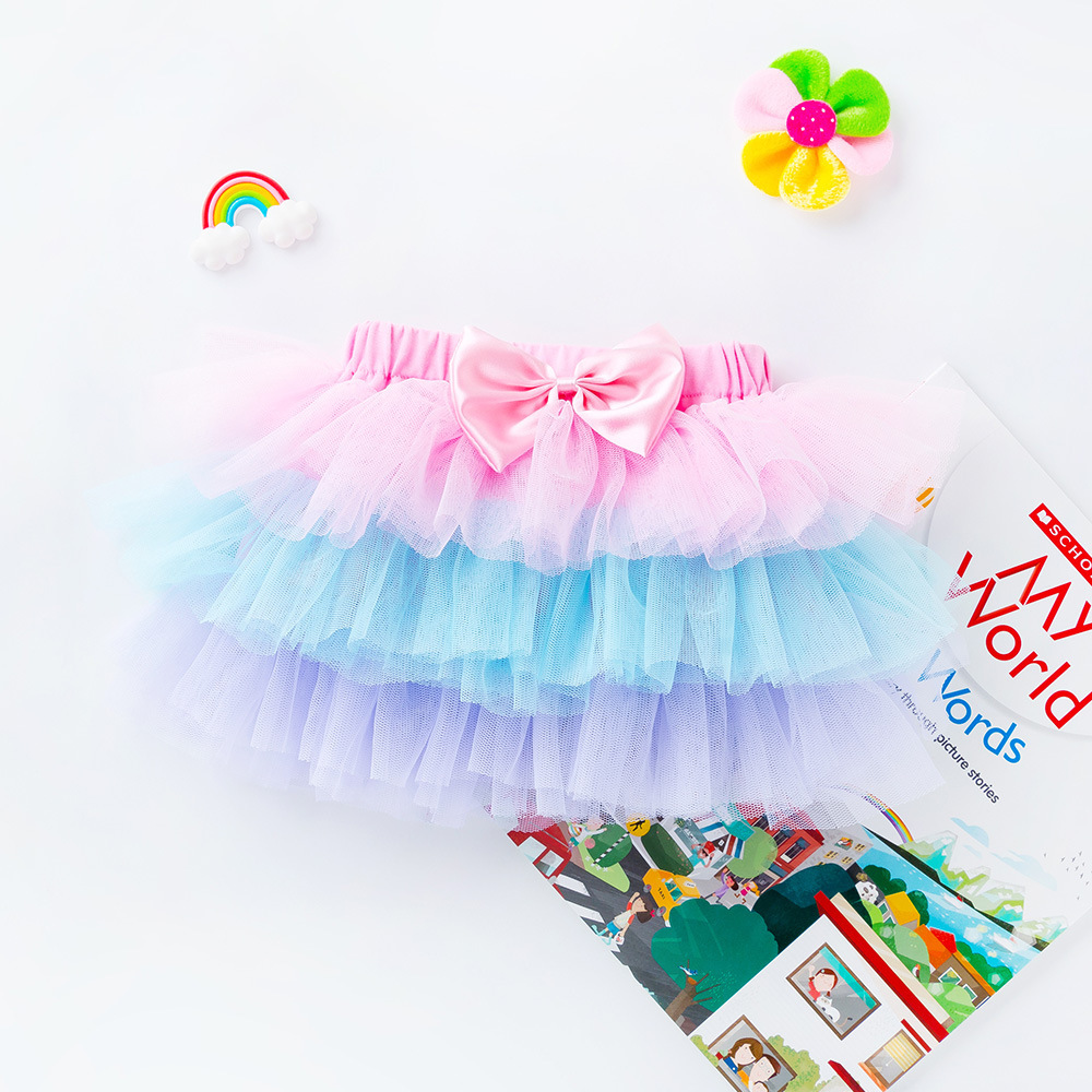 Bebé vestido de verano de dos colores sólidos vestido de seis capas 0 - 2 años vestido de bebé vestido de princesa al por mayor