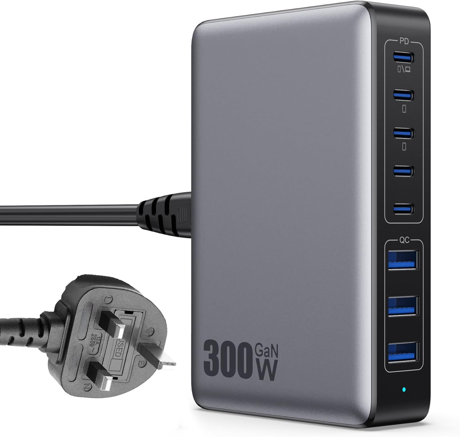 300W (5C+3A) silver and black-Australian regulations