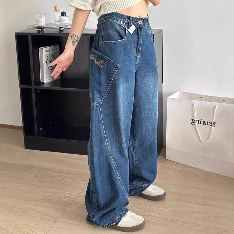 Plus-Size Design with a Three-Dimensional Silhouette, Scimitar Jeans for Women, Summer Drape, Slimming Straight-Leg Floor-Length Pants, Ins