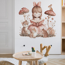 fun-b140认真看书小女孩卧室客厅家居背景墙面美化墙贴纸批发自粘