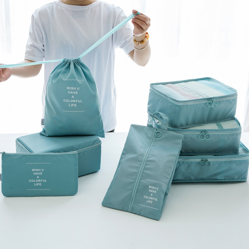 旅行収納袋7点セットデジタル洗面化粧品分装収納バッグ服靴荷物旅行袋|undefined