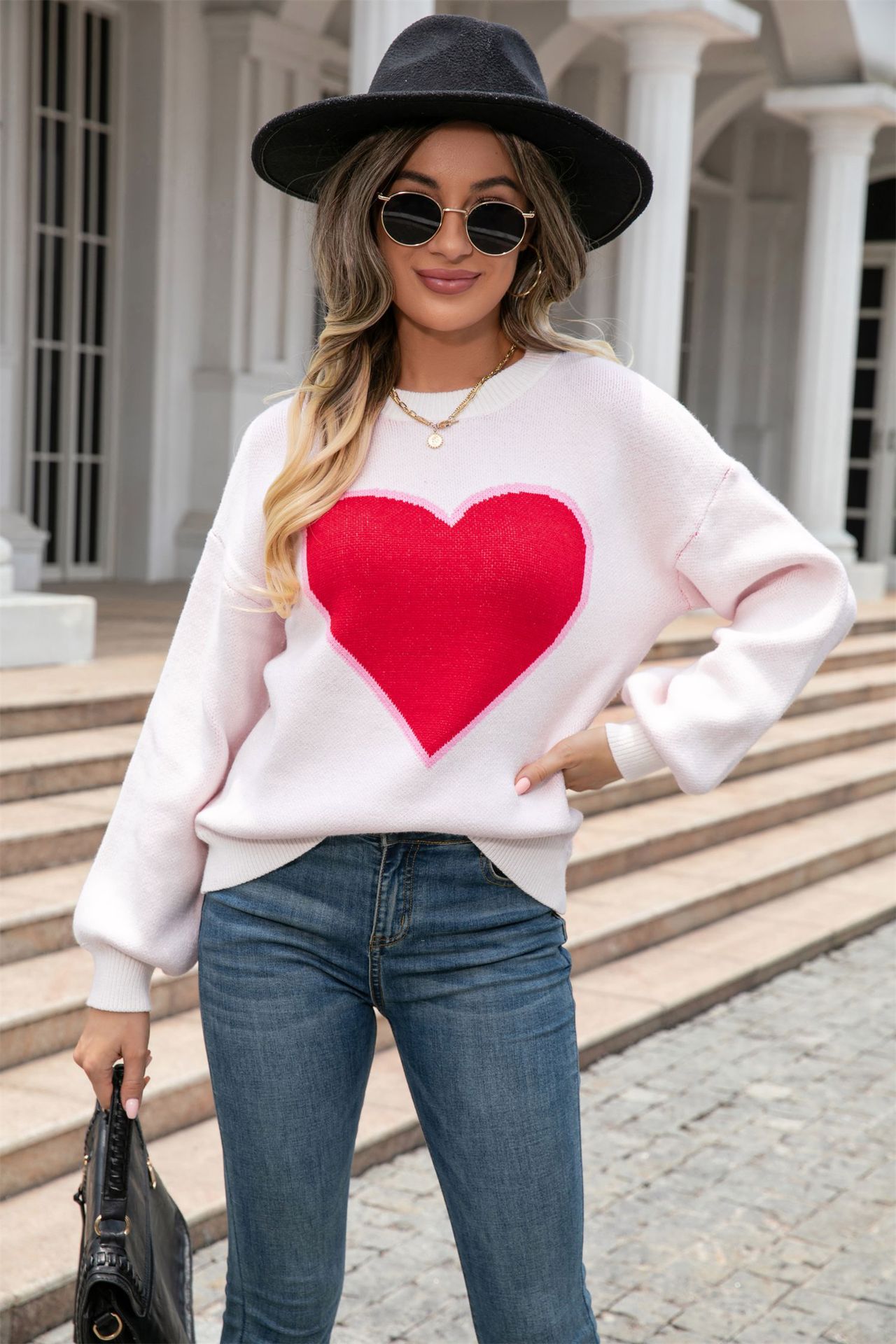 Suéter de Punto con Cuello Redondo y Corazón Grande para el Día de San Valentín, Novedad de Primavera 2025, Éxito de Ventas en Comercio Exterior, Talla Grande para Mujer image 8