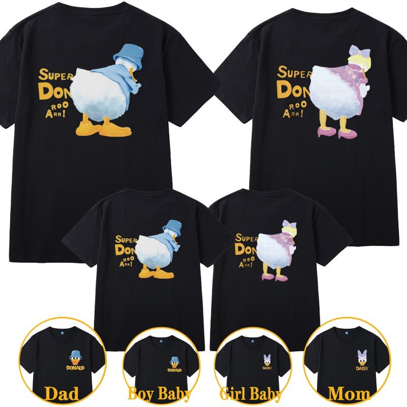 Factory Direct Sales, Exquisite Pattern Printed Pure Cotton T-Shirts, Summer Fashion Casual Tops for Men and Women, Parent-Child Outfits 1