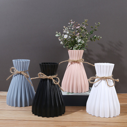 European and North American Style Striped Vase Home Decor Origami Vase Fake Flower Stands Flower Vase Ceramic and Plastic Vase
