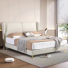 意式现代轻奢真皮婚床主卧高端大气软包双人床小黄牛皮真皮床皮艺