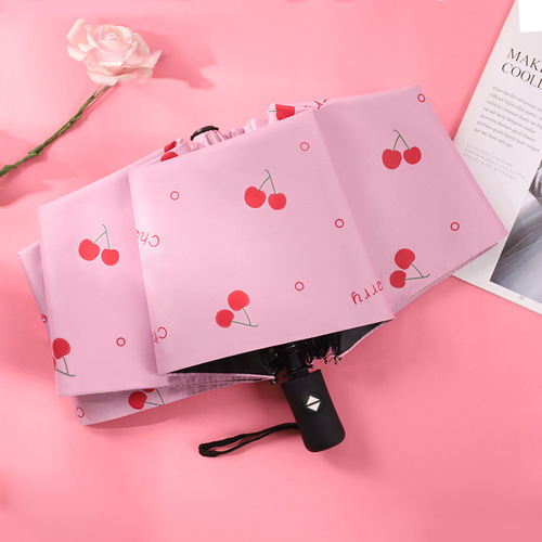 Automatic sunny umbrella, sun protection, sunshade, three-fold umbrella, folding logo advertising umbrella, large wholesale UV vinyl sun umbrella