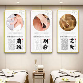 中医养生馆装饰画头疗店背景墙壁画美容院墙面挂画头疗图片宣传画