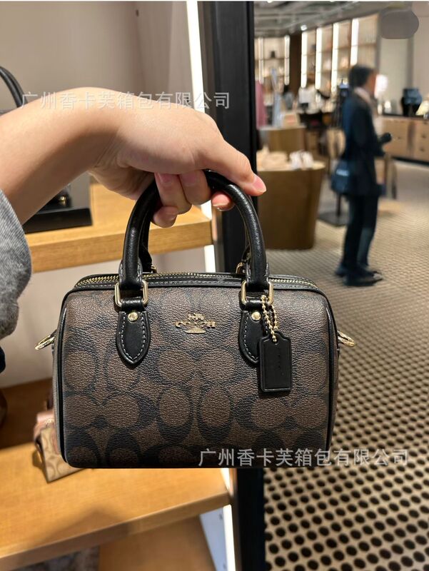 蔻家高品质Rowan迷你波士顿枕头包百搭经典老花单肩斜挎包手提包|undefined