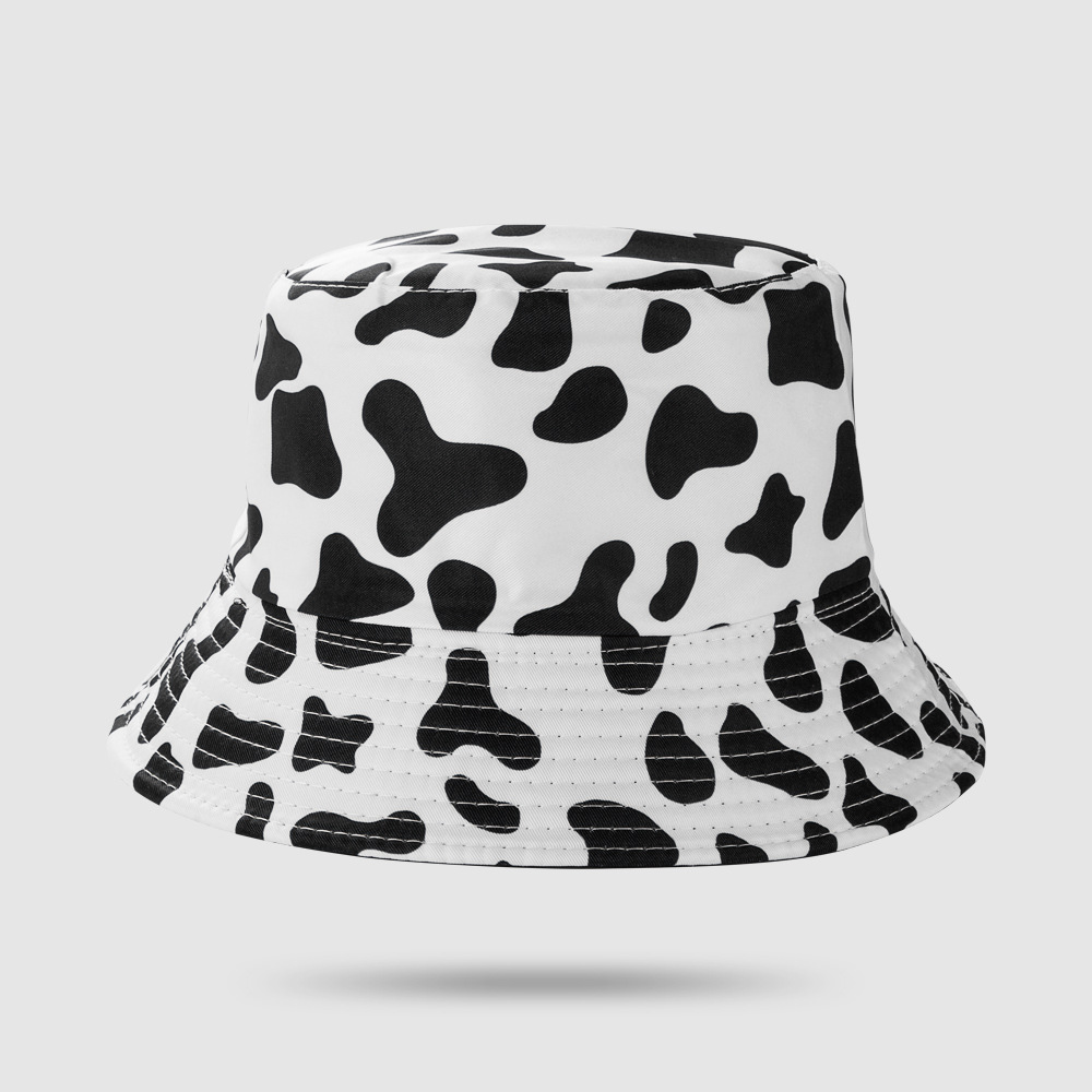 Milk Printing Bucket Hat Female Korean Style Reversible Hip Hop Cool Simple Short Brim Leisure Artistic Bucket Hat Male Harajuku Style display picture 7