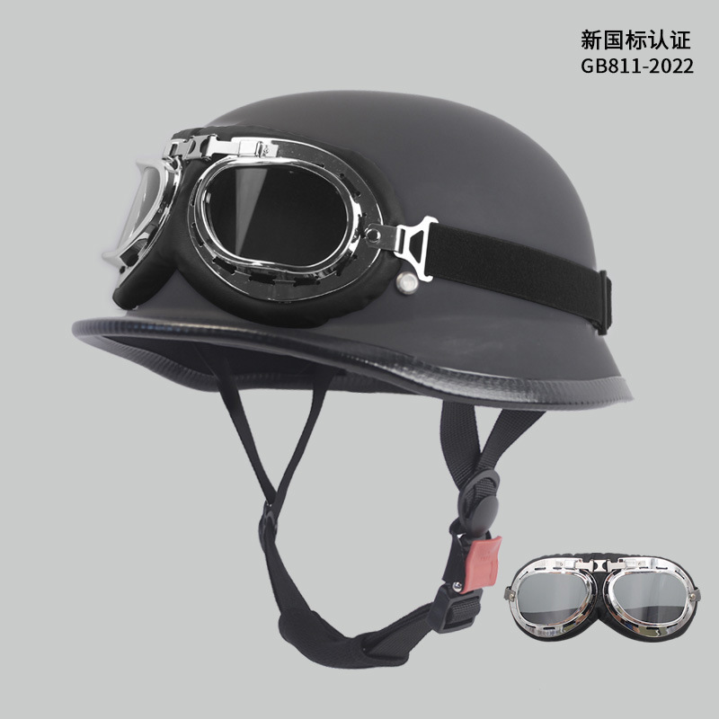 MAHAER Nuevo estándar nacional para hombres y mujeres Ha Retro Cruise Prince Half Casco Lei Net Red Coche eléctrico Casco de seguridad Casco