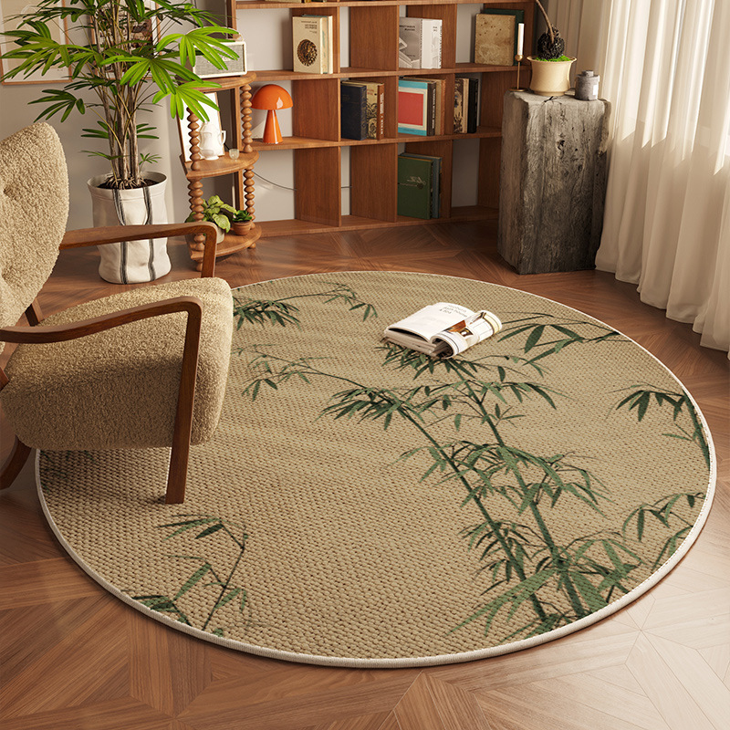 New Chinese Style Bedroom Wipeable High-End Balcony Leisure Area Carpet Soundproof Thickened Round Study Chair Cushion
