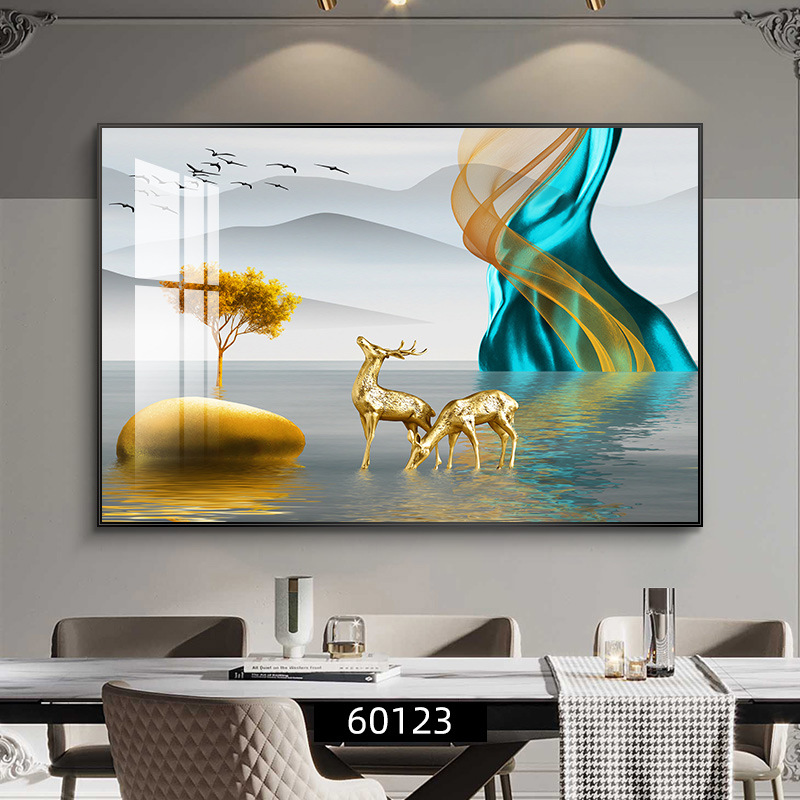 Fulu Meiman decoración de comedor moderno y simple pintura de decoración de la pared de la mesa de comedor de lujo ligera pintura de mural de comedor