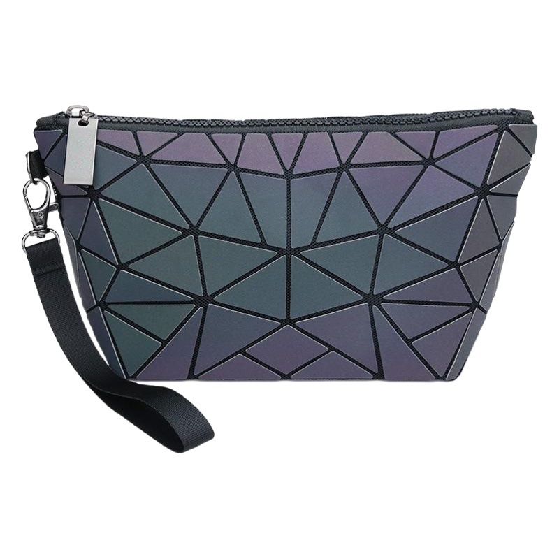 Factory Direct Supply Geometric Quilted Handbag Women's Fashion Trendy Pu Laser Bag Luminous Color Changing Colorful Handbag