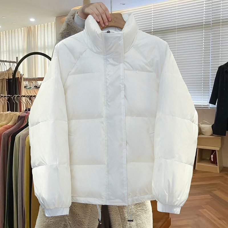 Black Short down Jacket for Women, 2025 Winter New Korean Version, Petite Korean-Style White Duck down Short Coat