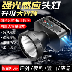 跨境智能感应光杯头灯led充电户外应急工作灯头戴式矿灯强光头灯