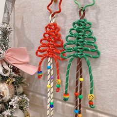 創意尼龍繩聖誕樹車掛件手工編織車載掛飾包包掛聖誕節