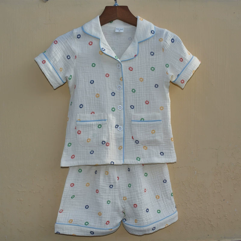 Gauze summer pijama, donut, cotton children's cardigan, flower boy costume, South Korea