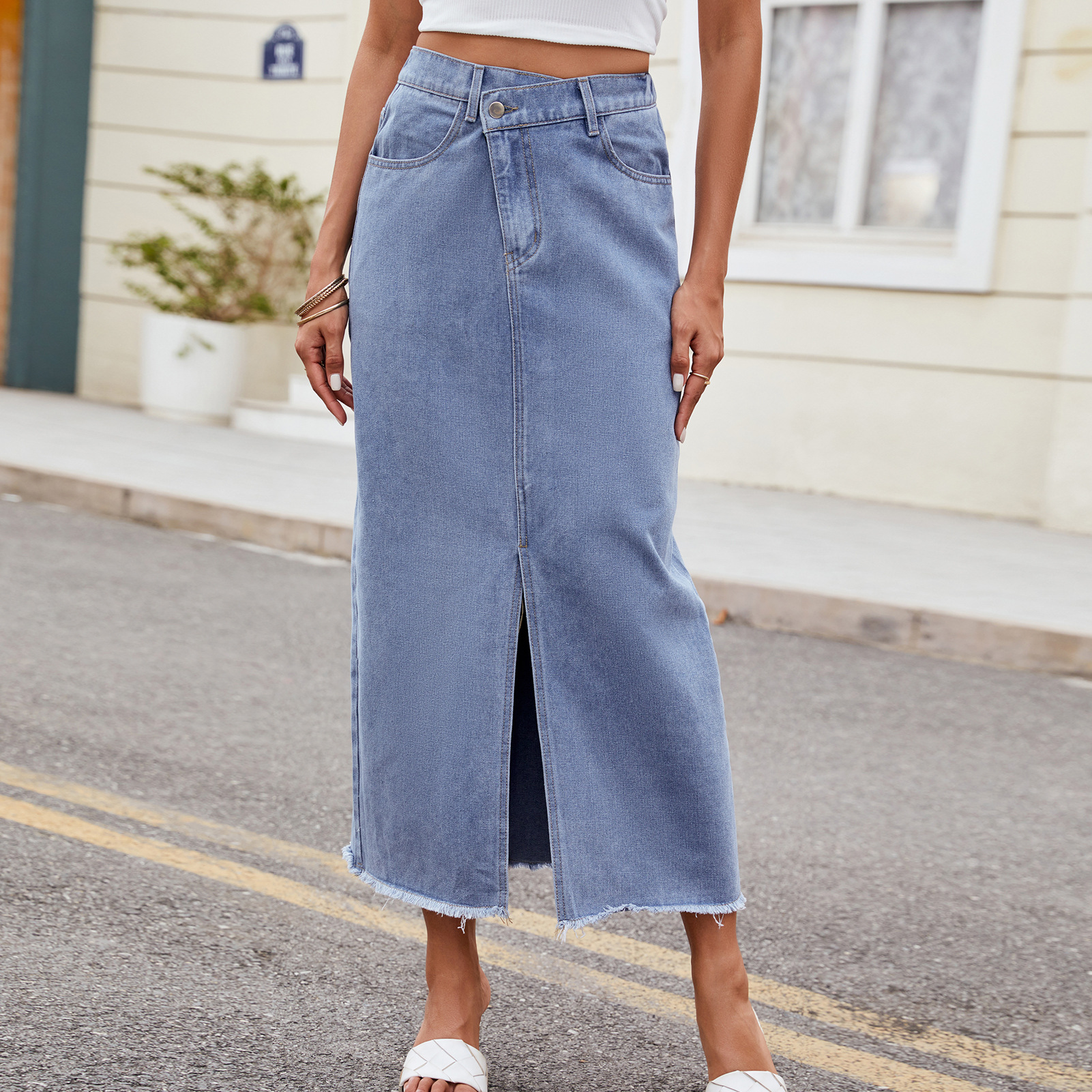 summer denim long skirt