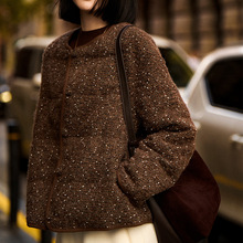 95白鹅绒×圈圈纱羊毛 小香风羽绒服 短款鹅绒服新款女装2025冬季