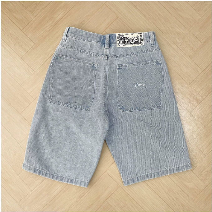 Special Offer: American-Style Niche Design Skateboard Straight-Leg Trendy Brand Pure Cotton Loose Embroidered Denim Shorts