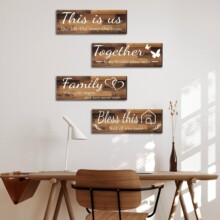 �羳4 ���Ҿ�ǽ�ڱ�־,THIS IS US/TOGETHER/BLESS THIS HOME/FAM