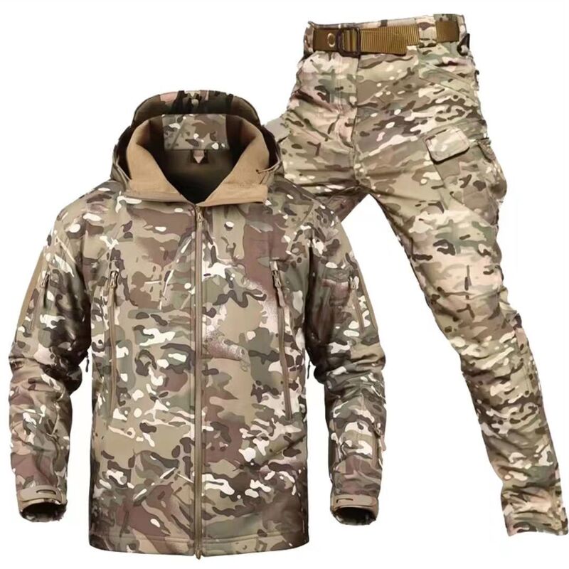 防寒コートの突撃服男性冬の軟殻服防風防水耐磨耗登山服スキー釣り騎手服|undefined