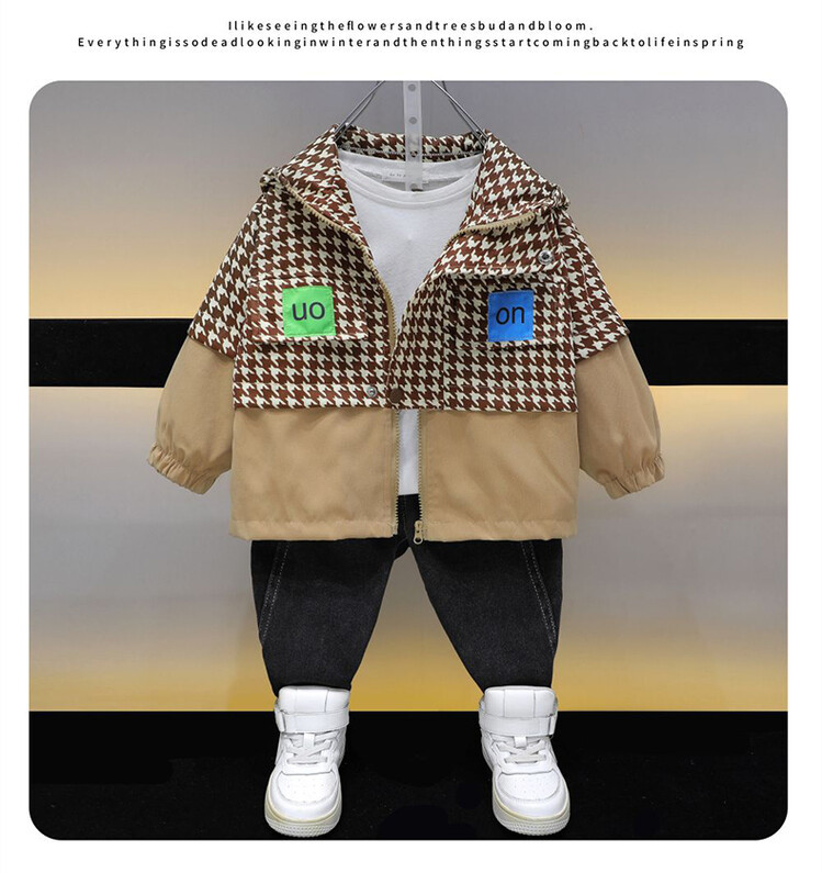 Boys' 2338 on coat 2023 Spring and Autumn new children's handsome hooded windbreaker baby clothes_voghion.com