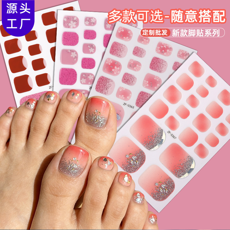 Zhengxiang Cross-Border New Flower Pink Series Nail Polish Film Toe Nail Stickers for Girls, Cute, Whitening, Waterproof Nail Stickers Zhengxiang Cross-Border New Flower Pink Series Nail Polish Film Toe Nail Stickers for Girls, Cute, Whitening, Waterproof Nail Stickers
