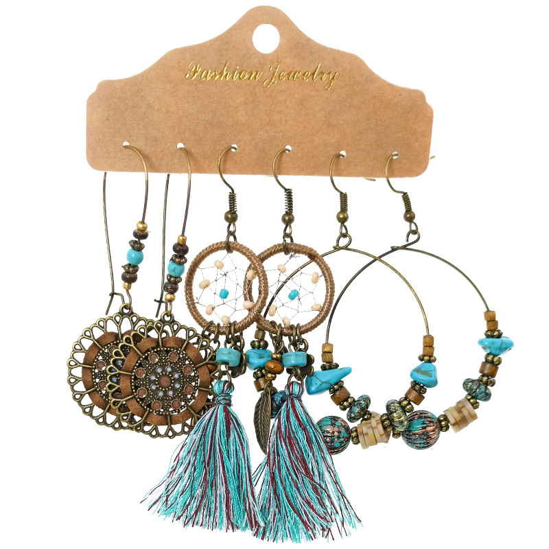 Women'S Gender 1 Set Bohemian Tassel Flower Plating Alloy Drop Earrings