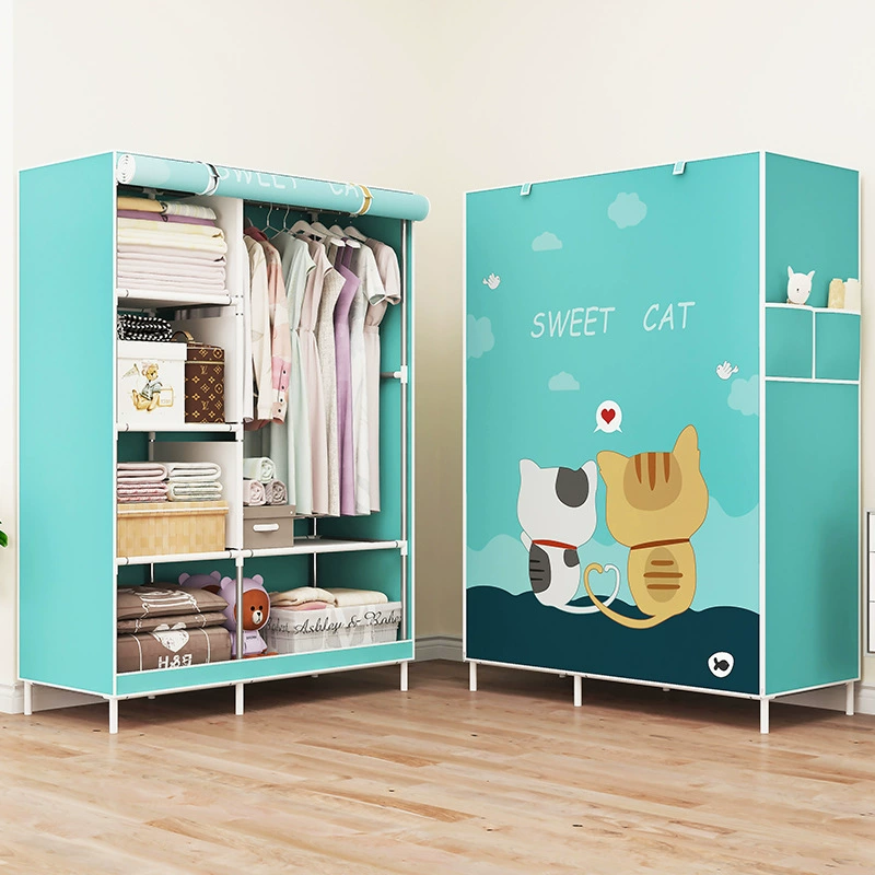 Простой тканевый шкаф-гардероб с усиленной стальной рамой, современный шкаф для хранения без необходимости сборки и разборки.