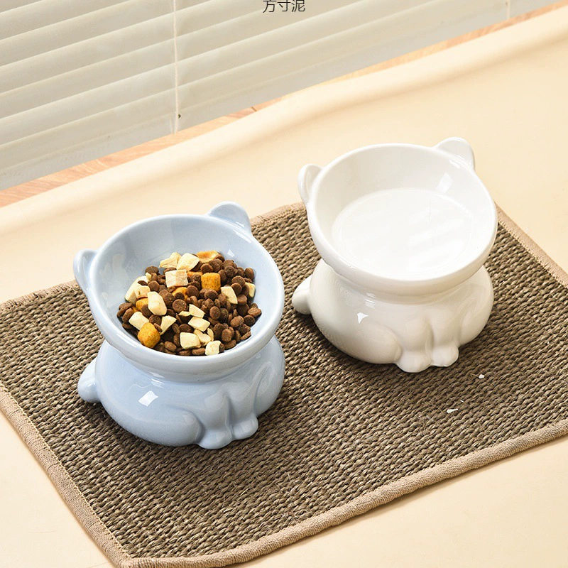 Керамическая чаша для кошек миска для закусочных милая высокая стоимость кошачьих домашних животных чаша для рисовой воды чаша для воды чаша для защиты шеи керамическая чаша большого диаметра