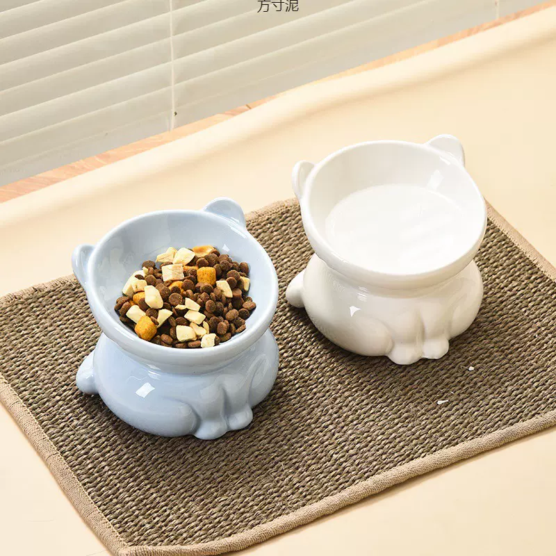 猫碗陶瓷零食碗可爱高颜值猫猫宠物碗饭碗喝水碗护颈陶瓷碗大口径