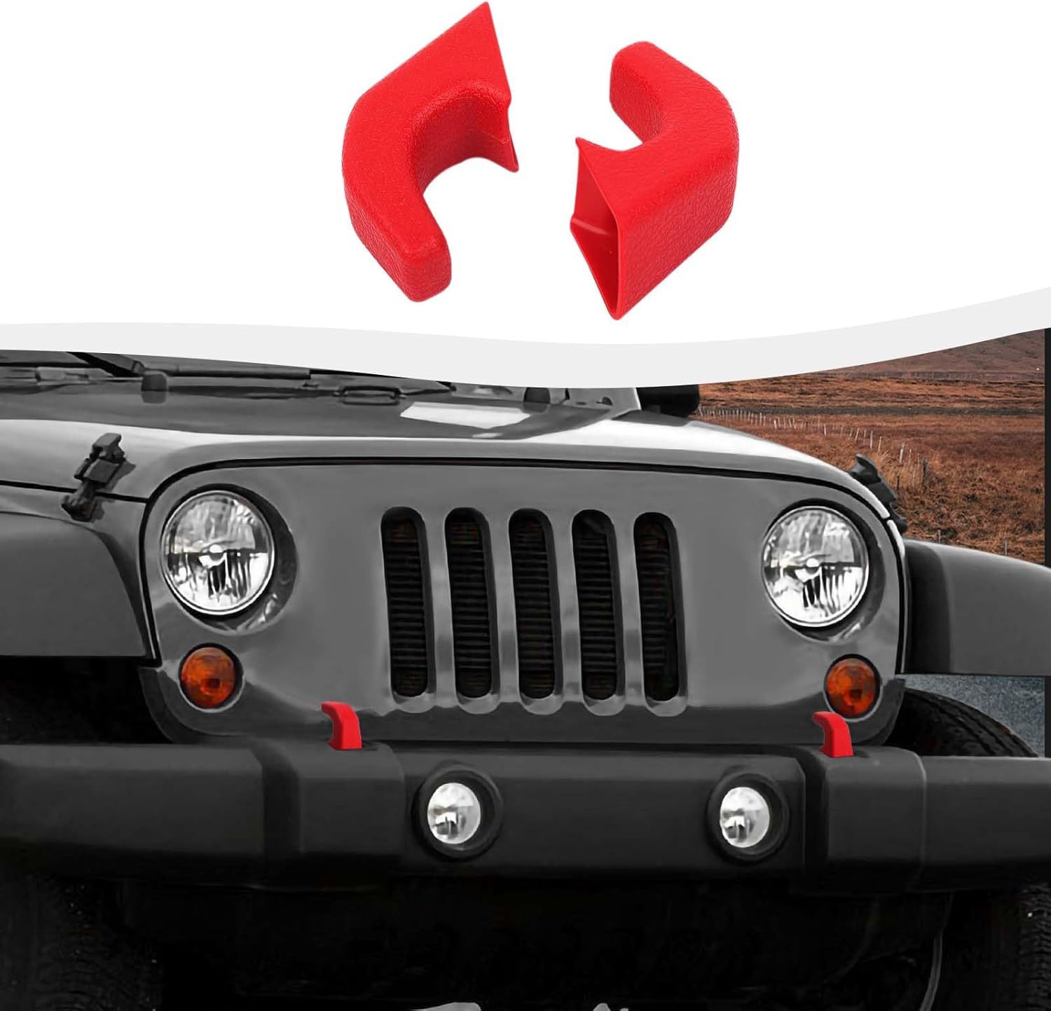 Suitable for 07-23 Models Jk Jl Jt Wrangler Front Bumper Tow Hook Cover, Tow Hook Protector, Tow Buffer Block