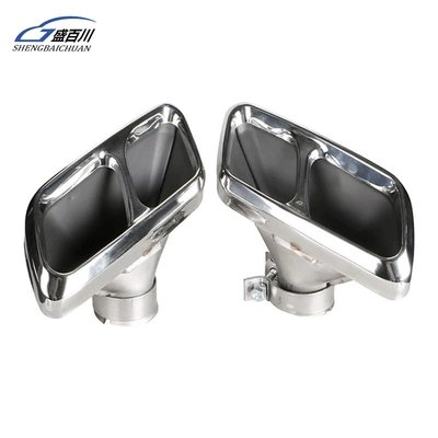 Suitable for 14-21 Land Rover Range Rover Sport SVR four-outlet square black stainless steel welded tail throat surround (Exhaust pipe) - single-air-outlet-silver-pair