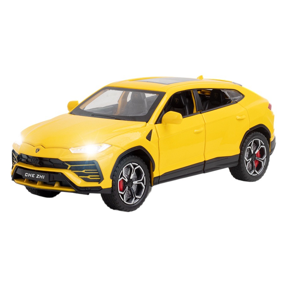 Modelo de coche URUS de aleación a escala 1:24 con efectos de sonido y luz de retroceso, decoración realista de coche de juguete, superventas transfronterizo.