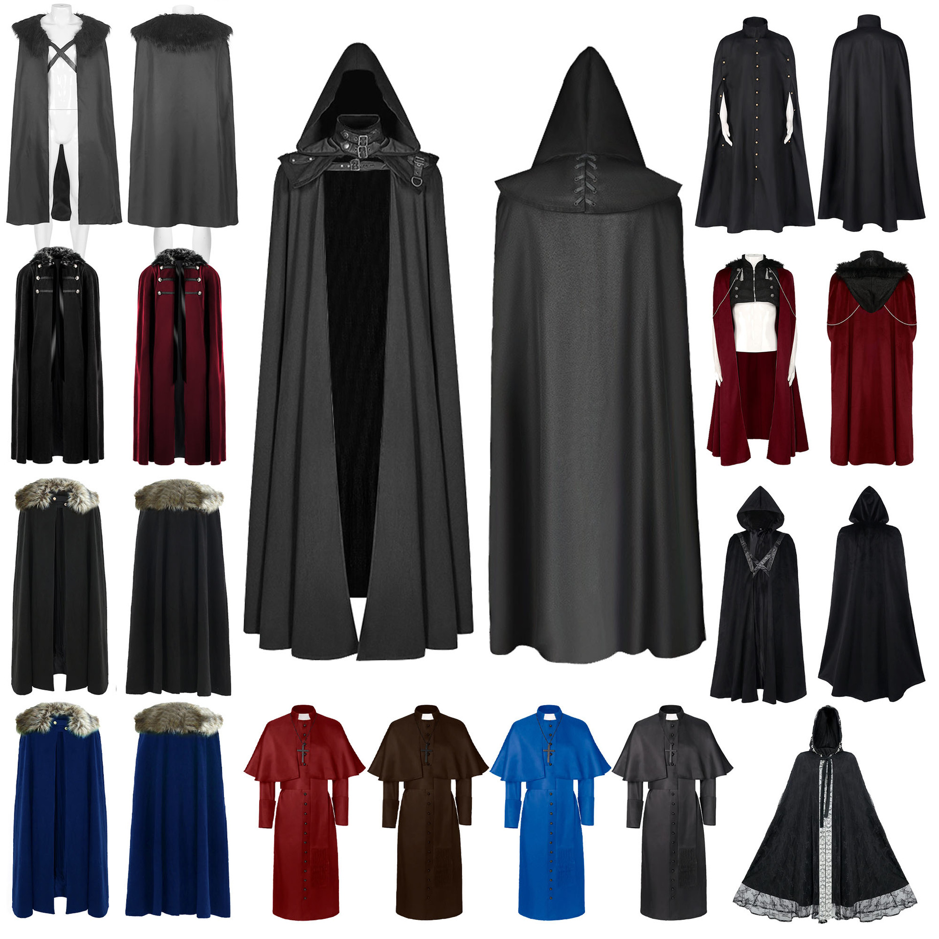 Medieval cloak Gothic style cloak Amazon Wish AliExpress hooded shawl stage Halloween costume play outfit