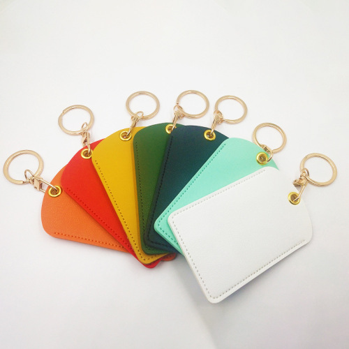 Creative leather ID card case, bus card, bank card, ID card, privacy card case, fashionable key chain, card holder