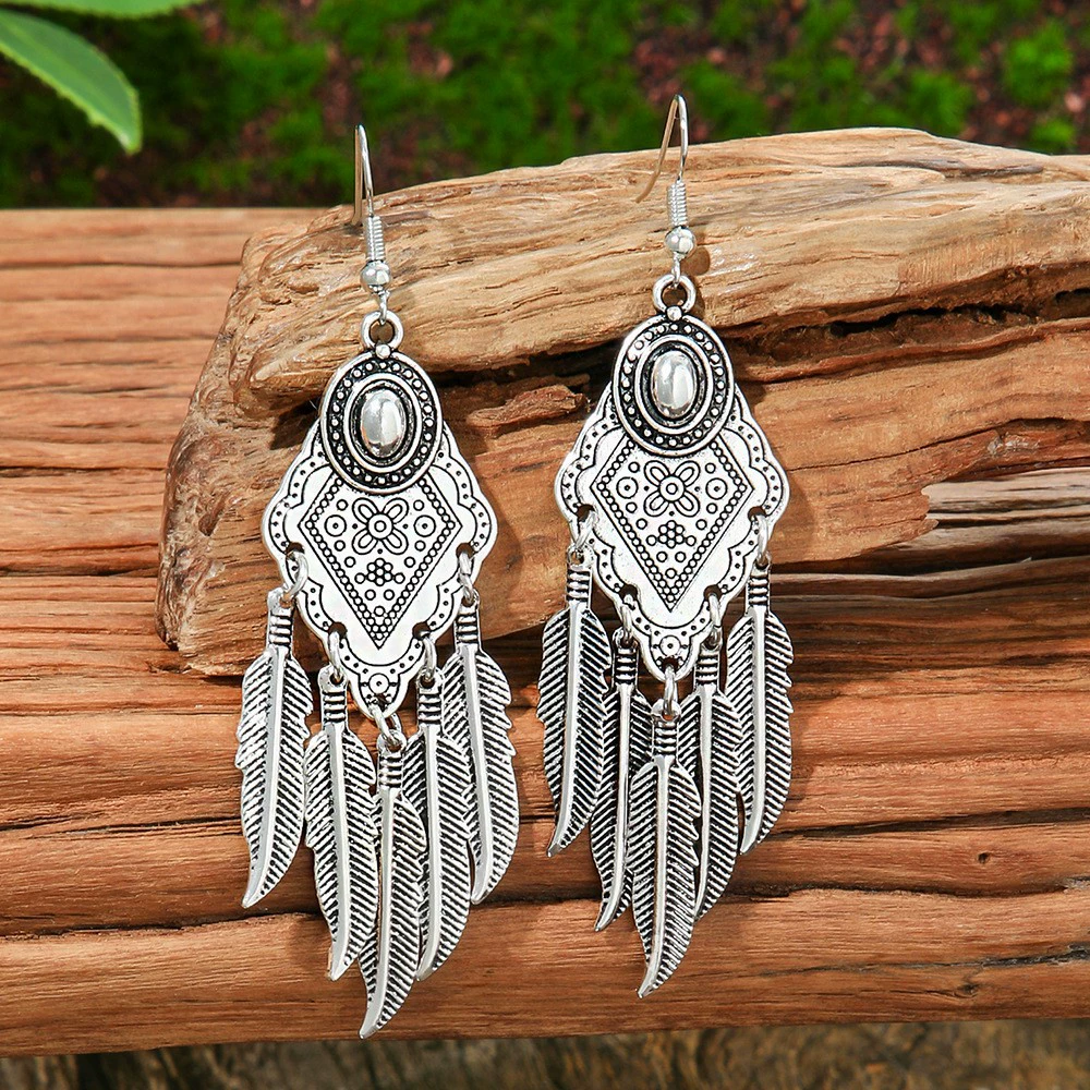 Woven Turquoise Boho Earrings, Handmade Tassel Drop, Lightweight 11.4 cm