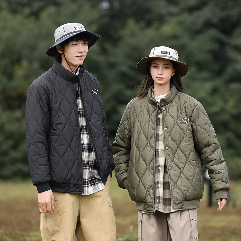 Stand-up collar baseball jacket, trendy cotton coat, unisex, suitable for couples, outdoor sports, workwear, thickened and warm outerwear