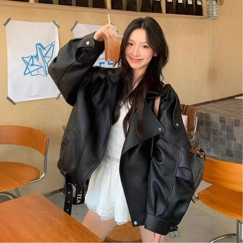 2025 Super Popular Leather Jacket Spring This Year's Popular Leather Jacket Black Leather Jacket for Women Cool Style Petite 2025 Super Popular Leather Jacket Spring This Year's Popular Leather Jacket Black Leather Jacket for Women Cool Style Petite