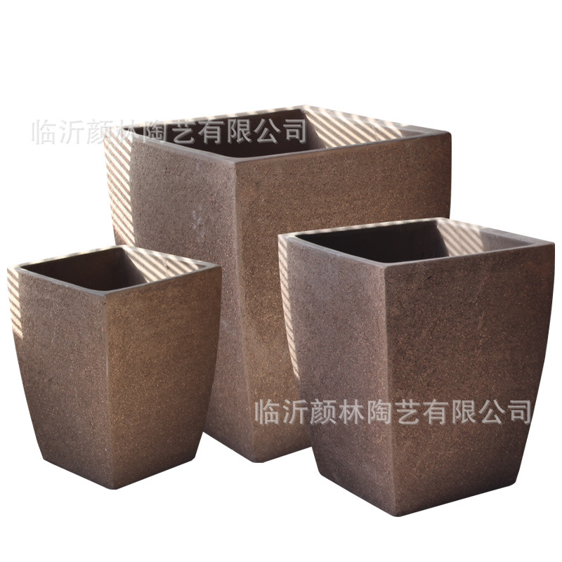 Cuadrado cerrado fondo maceta de cerámica gruesa maceta de paisaje de gran tamaño maceta de árboles de plantación maceta de árboles de semillas espesar maceta de arena violeta transpirable