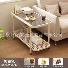 2024新款可移动沙发边几钢化玻璃茶几小桌子客厅小推车家用创意边