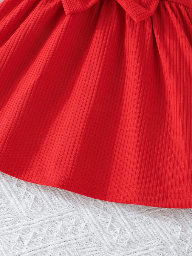 Vestido de princesa vermelho estilo coreano com mangas babados_voghion.com