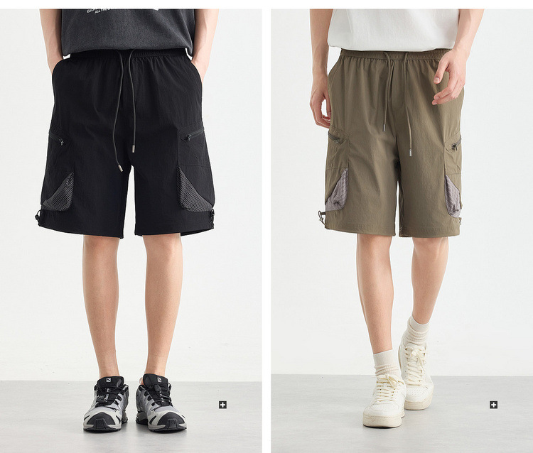 Quần short thể thao nam đa túi phong cách thành thị, chất liệu khô nhanh — đen chi tiết 12