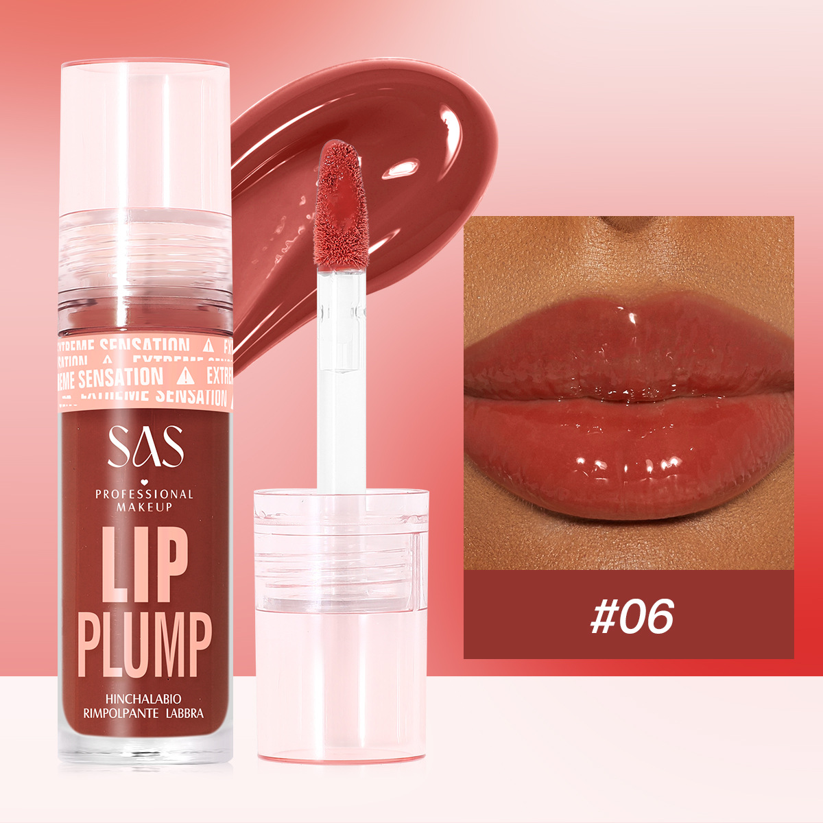 SAS belleza estilo explosivo transfronterizo venta caliente brillo de labios realce de labios nacarado esmalte de labios hidratante e hidratante al por mayor SAC131